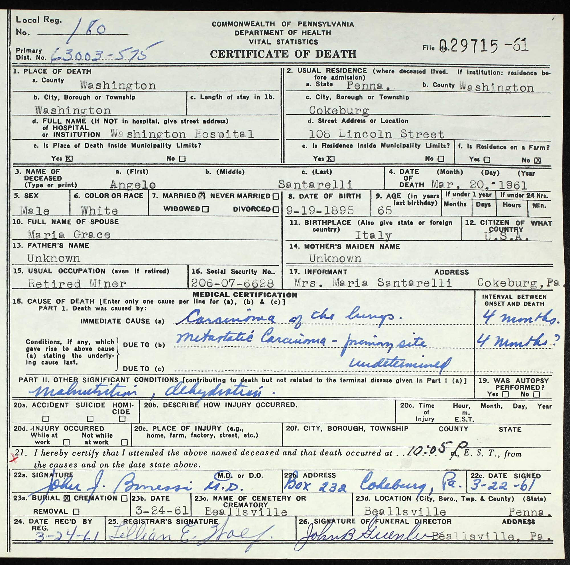 death certificate
